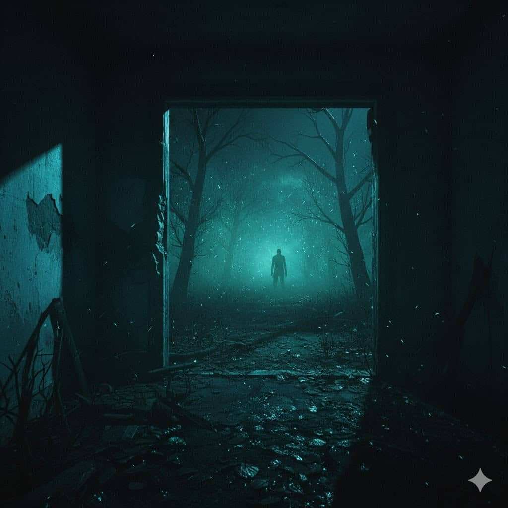 Setup de gaming em ambiente sombrio